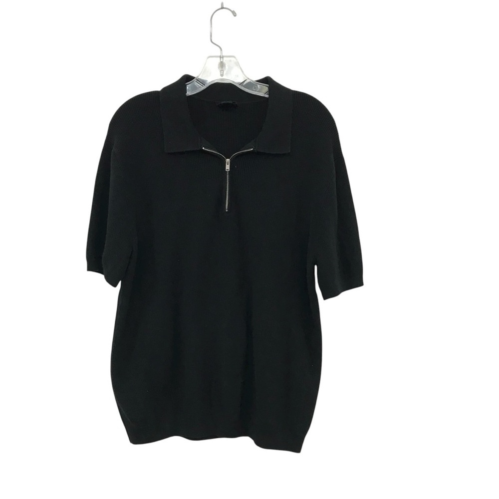 Truth by Republic Sweater Men's Medium Black Short Sleeve Quarter Zip-Up